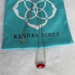 Kendra Scott silver Elisa necklace with red stone